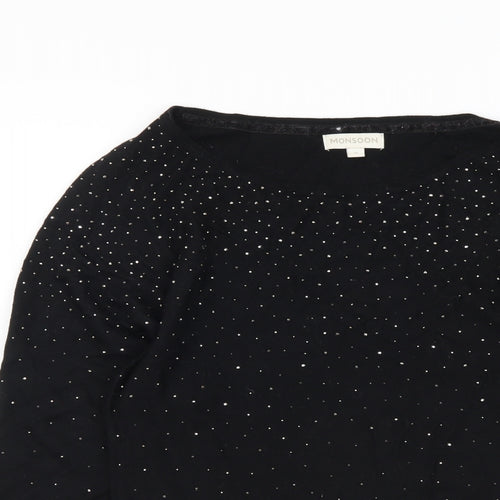 Monsoon Womens Black Boat Neck Viscose Pullover Jumper Size S