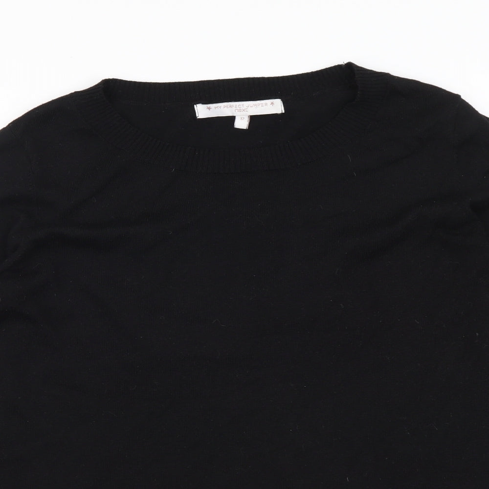 NEXT Womens Black Round Neck Polyester Pullover Jumper Size 12