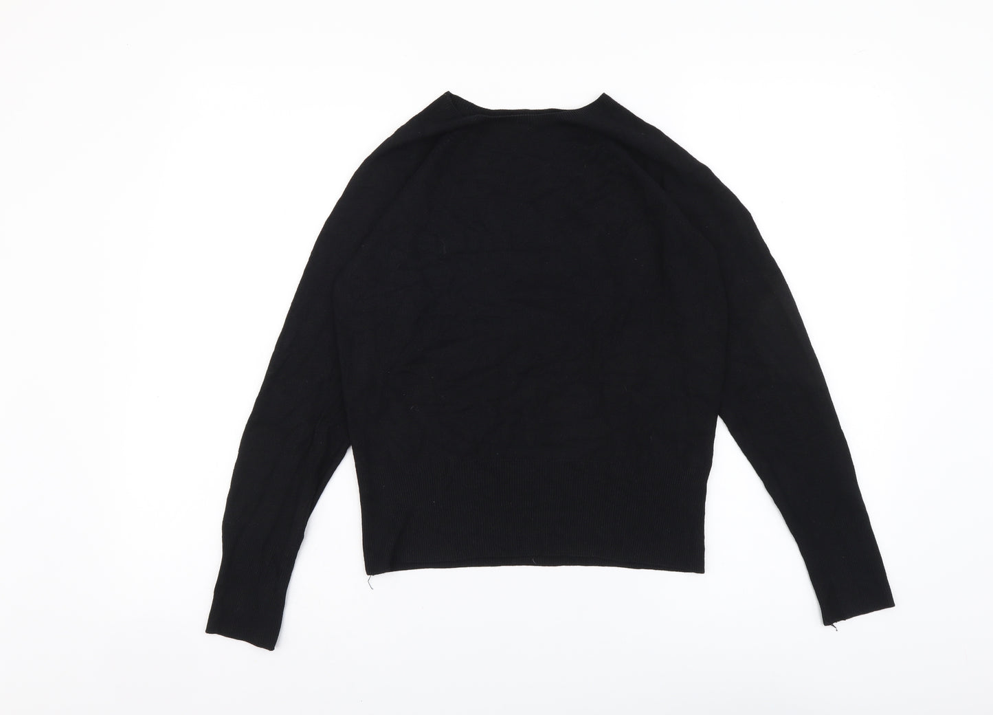 Marks and Spencer Womens Black Round Neck Viscose Pullover Jumper Size 14