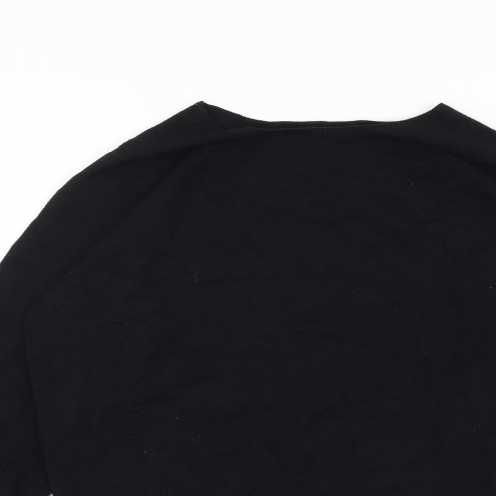Marks and Spencer Womens Black Round Neck Viscose Pullover Jumper Size 14