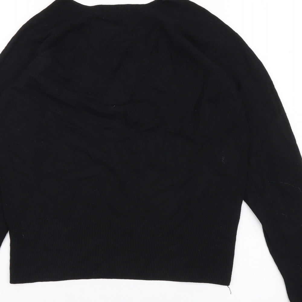 Marks and Spencer Womens Black Round Neck Viscose Pullover Jumper Size 14