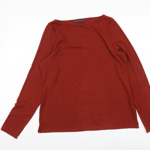 Marks and Spencer Womens Brown Boat Neck Acrylic Pullover Jumper Size 16