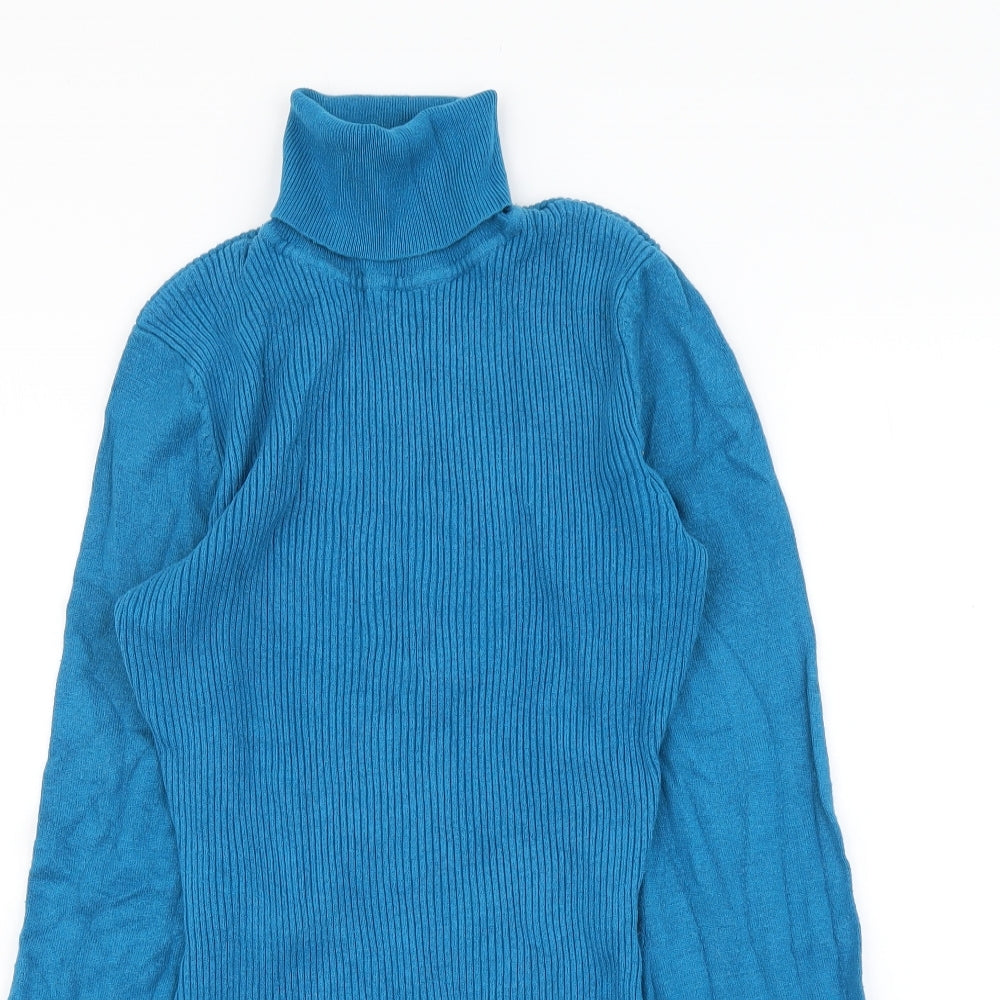 River Island Womens Blue Roll Neck Acrylic Pullover Jumper Size 10