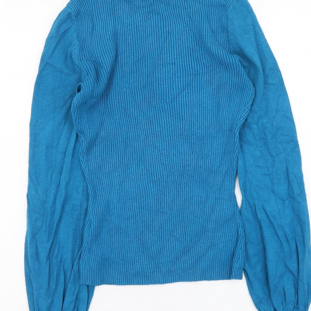 River Island Womens Blue Roll Neck Acrylic Pullover Jumper Size 10