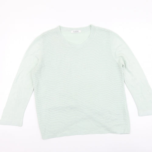 Marks and Spencer Womens Green Round Neck Acrylic Pullover Jumper Size 14