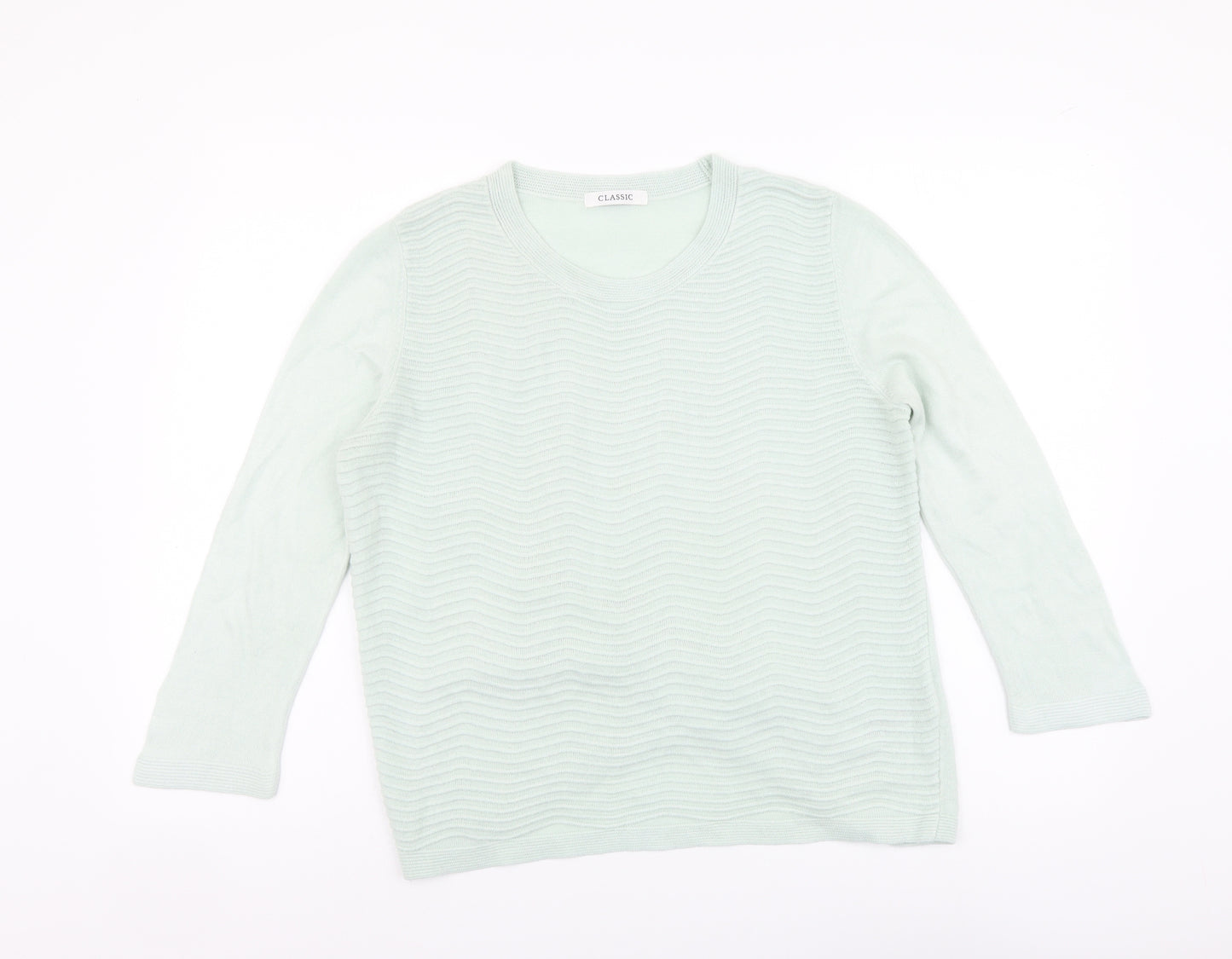 Marks and Spencer Womens Green Round Neck Acrylic Pullover Jumper Size 14