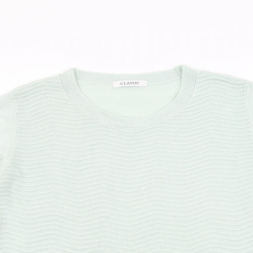Marks and Spencer Womens Green Round Neck Acrylic Pullover Jumper Size 14