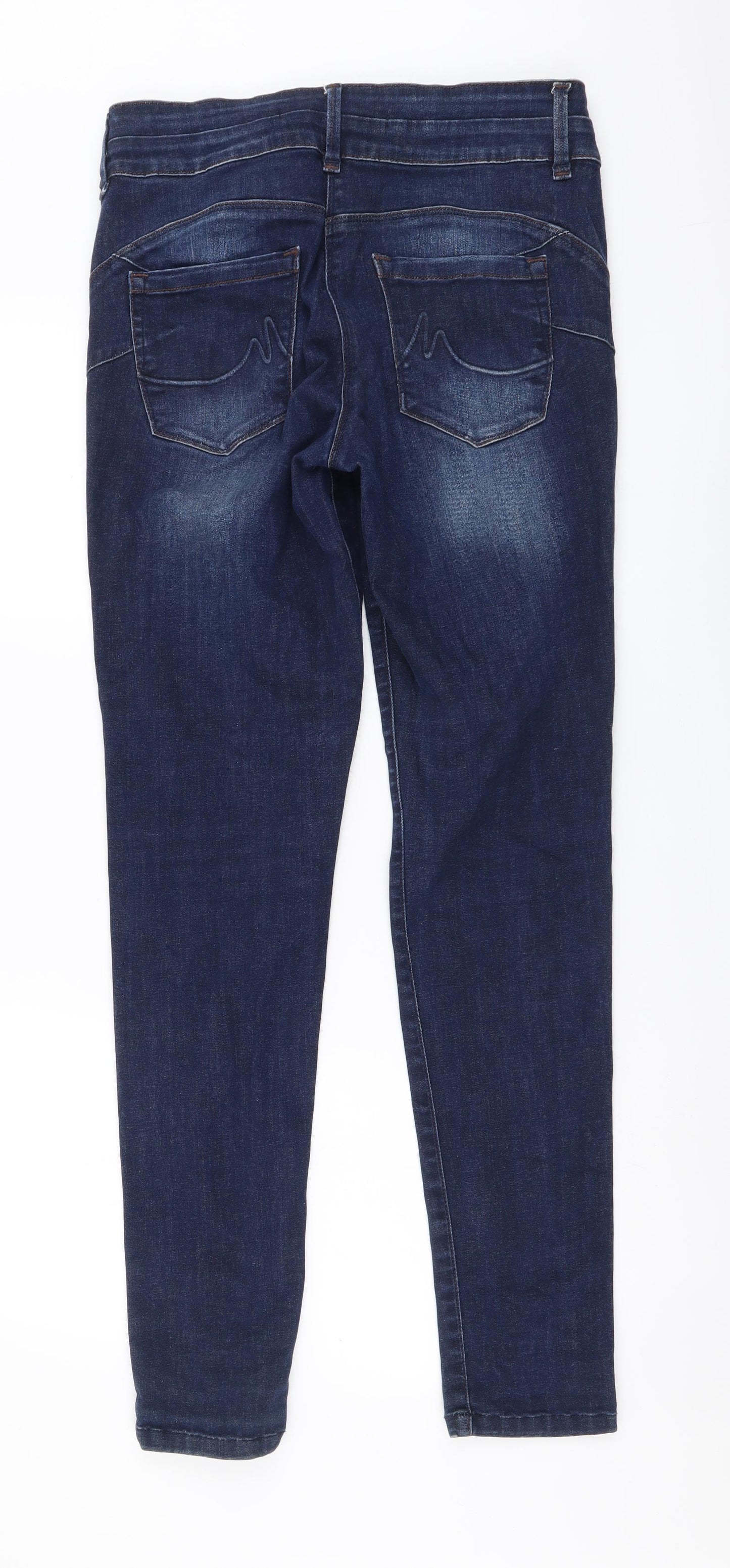 NEXT Womens Blue Cotton Skinny Jeans Size 14 L31 in Regular Button