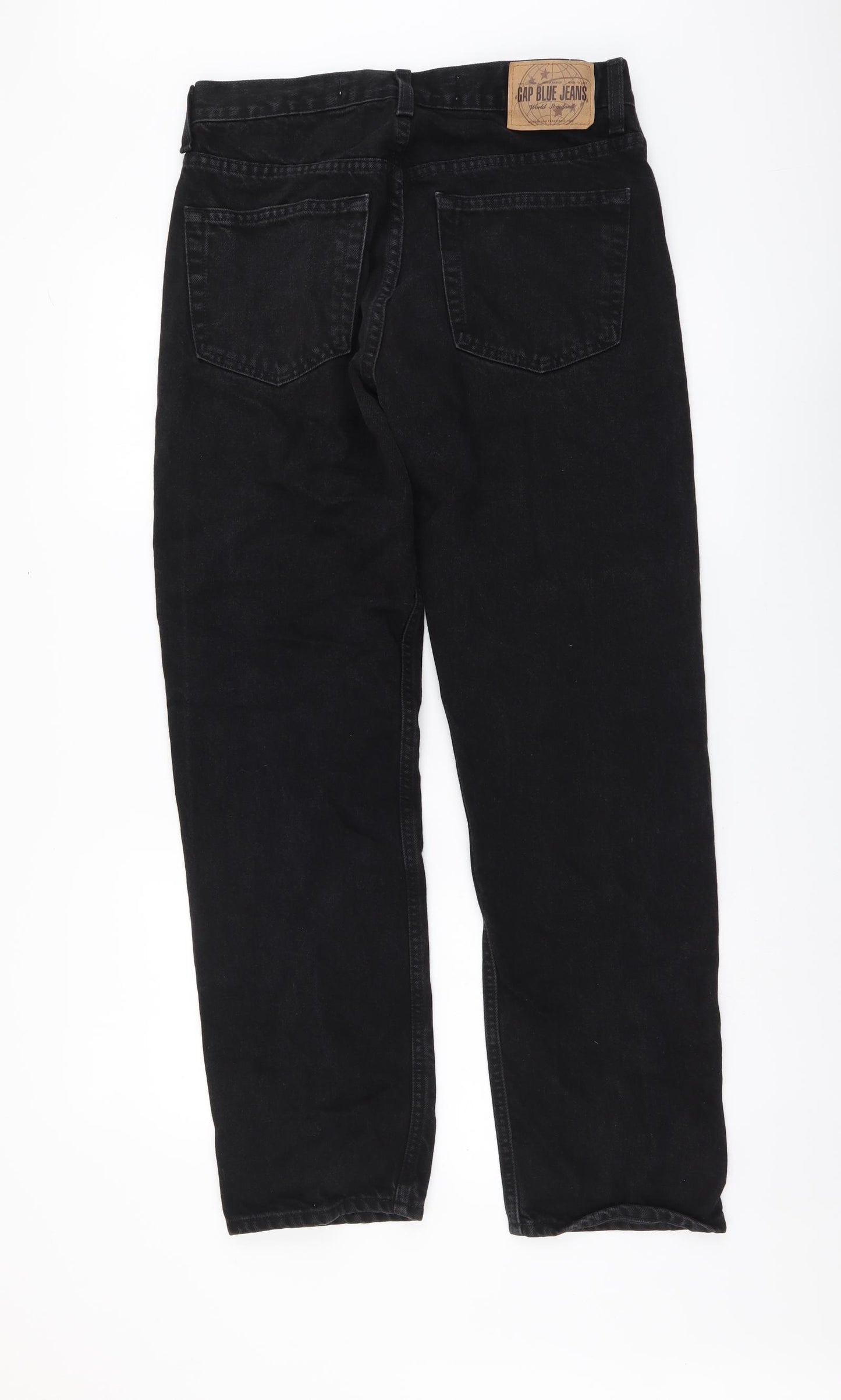 Gap Mens Black Cotton Straight Jeans Size 30 in L29 in Regular Button