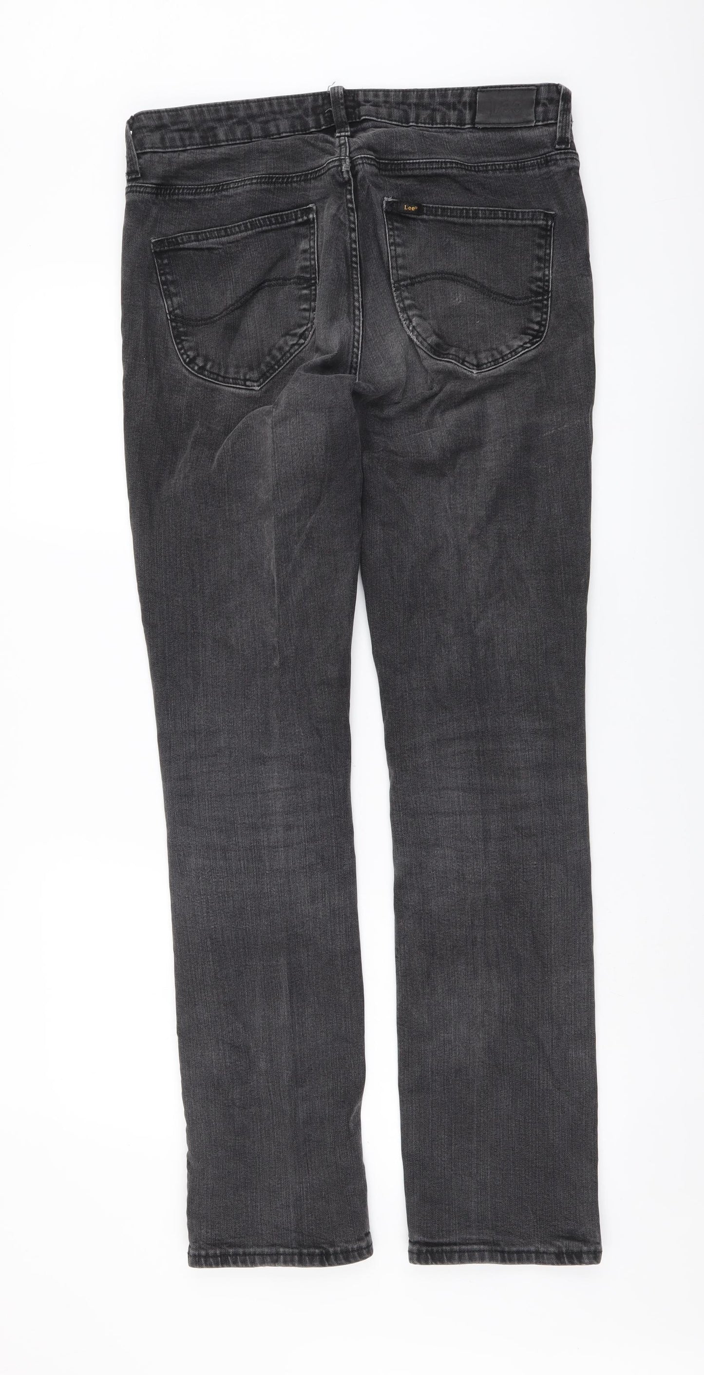 Lee Mens Grey Cotton Straight Jeans Size 32 in L32 in Regular Button