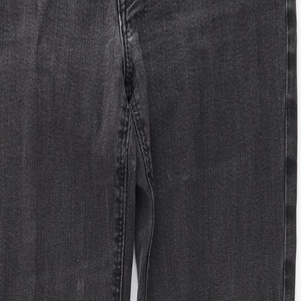 Lee Mens Grey Cotton Straight Jeans Size 32 in L32 in Regular Button