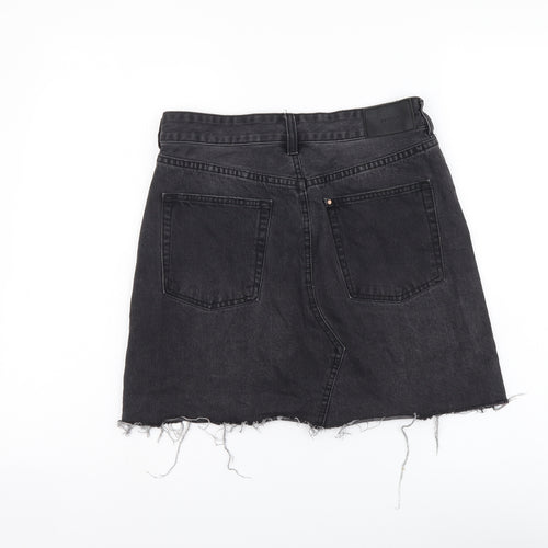 Denim & Co. Womens Grey Cotton Mini Skirt Size M Button