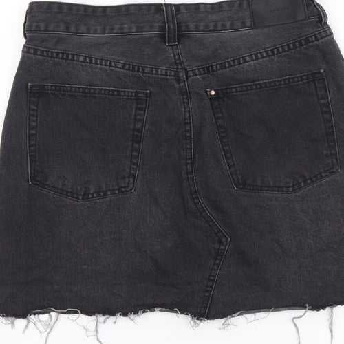 Denim & Co. Womens Grey Cotton Mini Skirt Size M Button