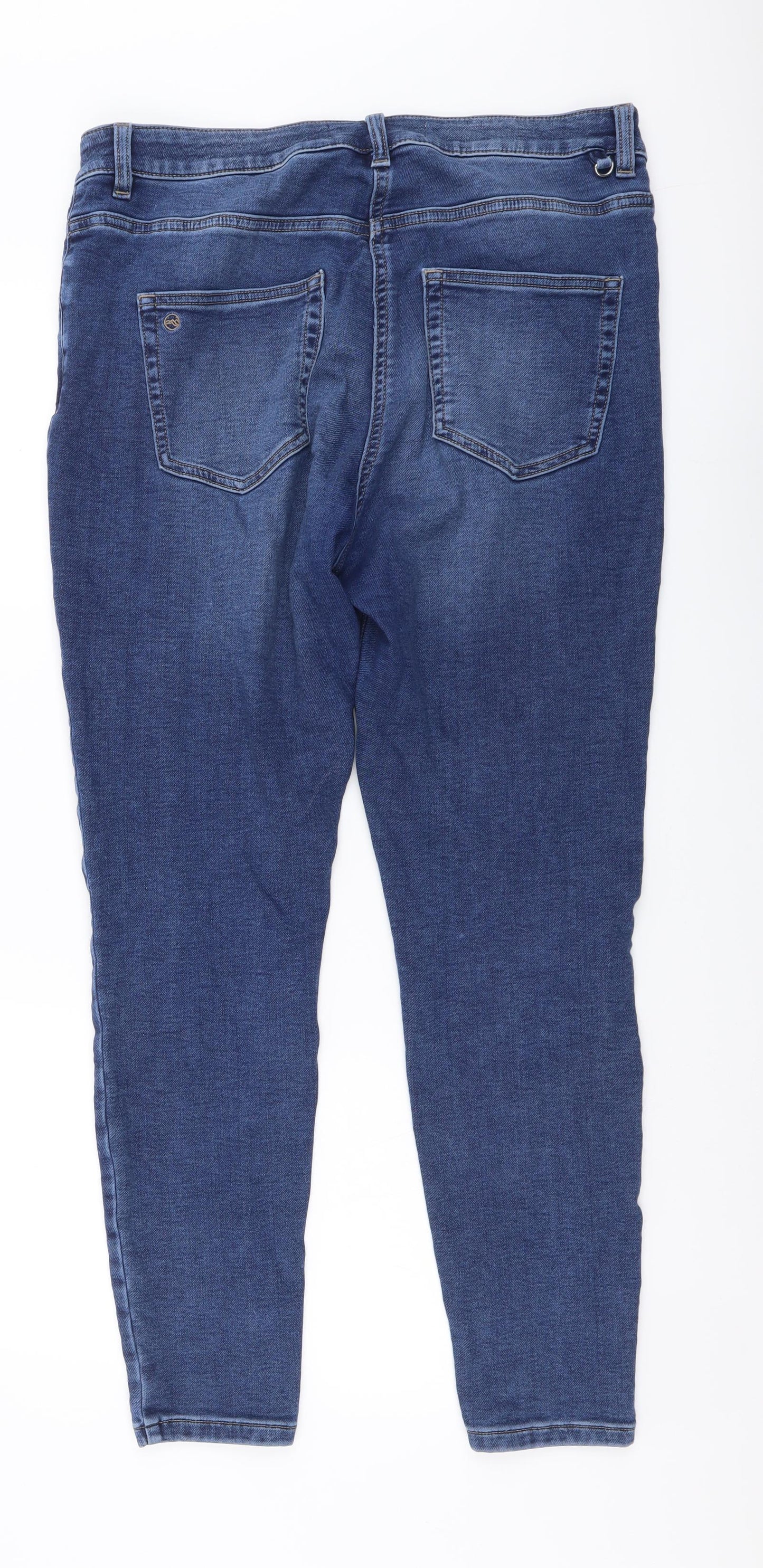 NEXT Womens Blue Cotton Skinny Jeans Size 16 L28 in Regular Button