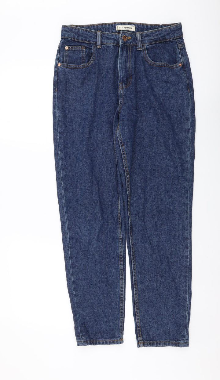Denim Makers Womens Blue Cotton Mom Jeans Size 28 in L28 in Regular Button