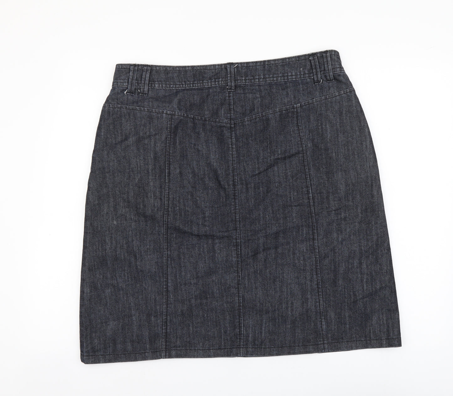 M&Co Womens Blue Cotton A-Line Skirt Size 16 Button