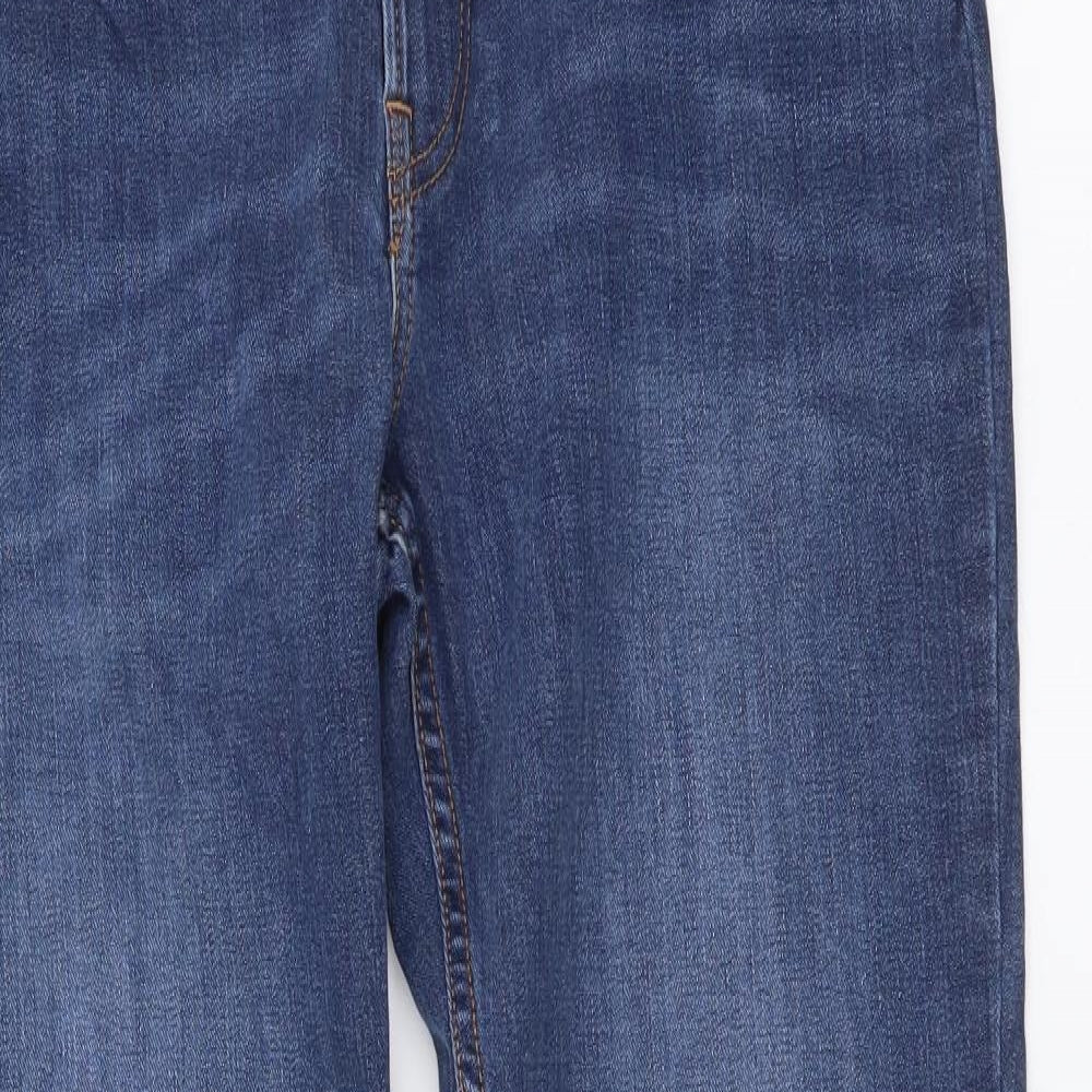 Lee Mens Blue Cotton Straight Jeans Size 34 in L34 in Regular Button