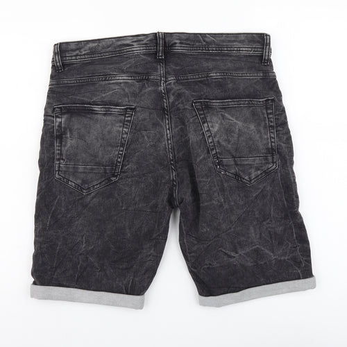 Denim & Co. Mens Grey Cotton Bermuda Shorts Size 34 in L9 in Regular Button