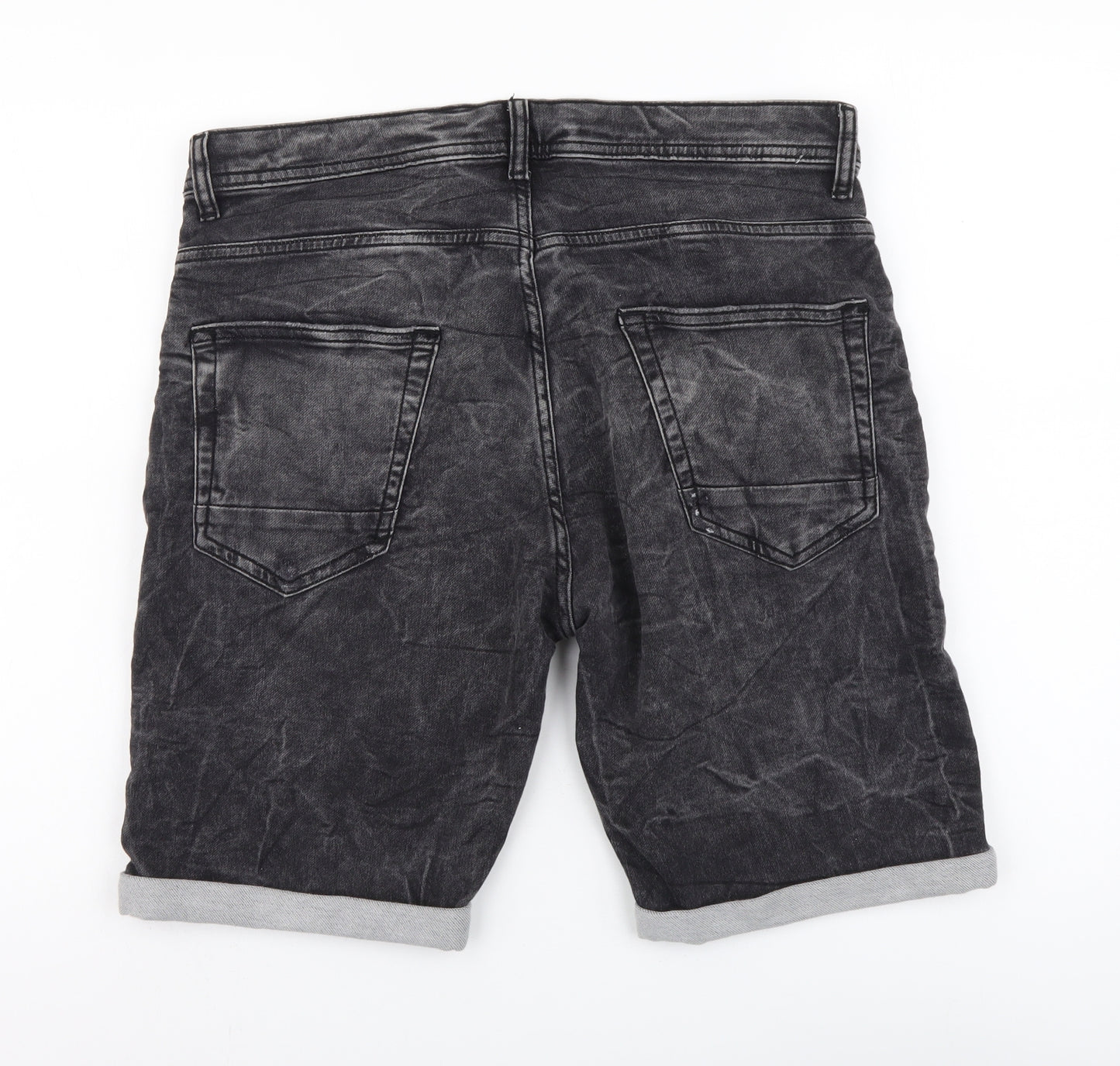 Denim & Co. Mens Grey Cotton Bermuda Shorts Size 34 in L9 in Regular Button