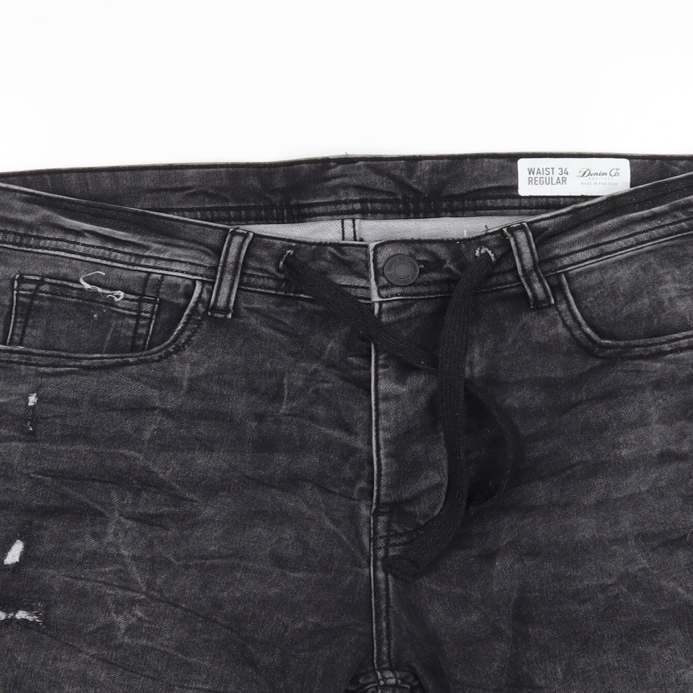 Denim & Co. Mens Grey Cotton Bermuda Shorts Size 34 in L9 in Regular Button