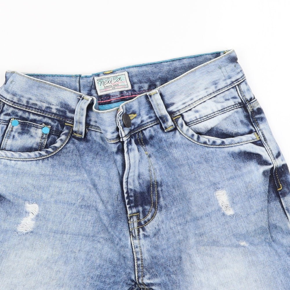 NEXT Boys Blue Cotton Bermuda Shorts Size 14 Years Regular Zip