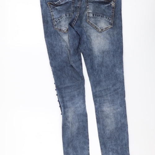Jewelly Womens Blue Cotton Skinny Jeans Size XS L30 in Regular Button