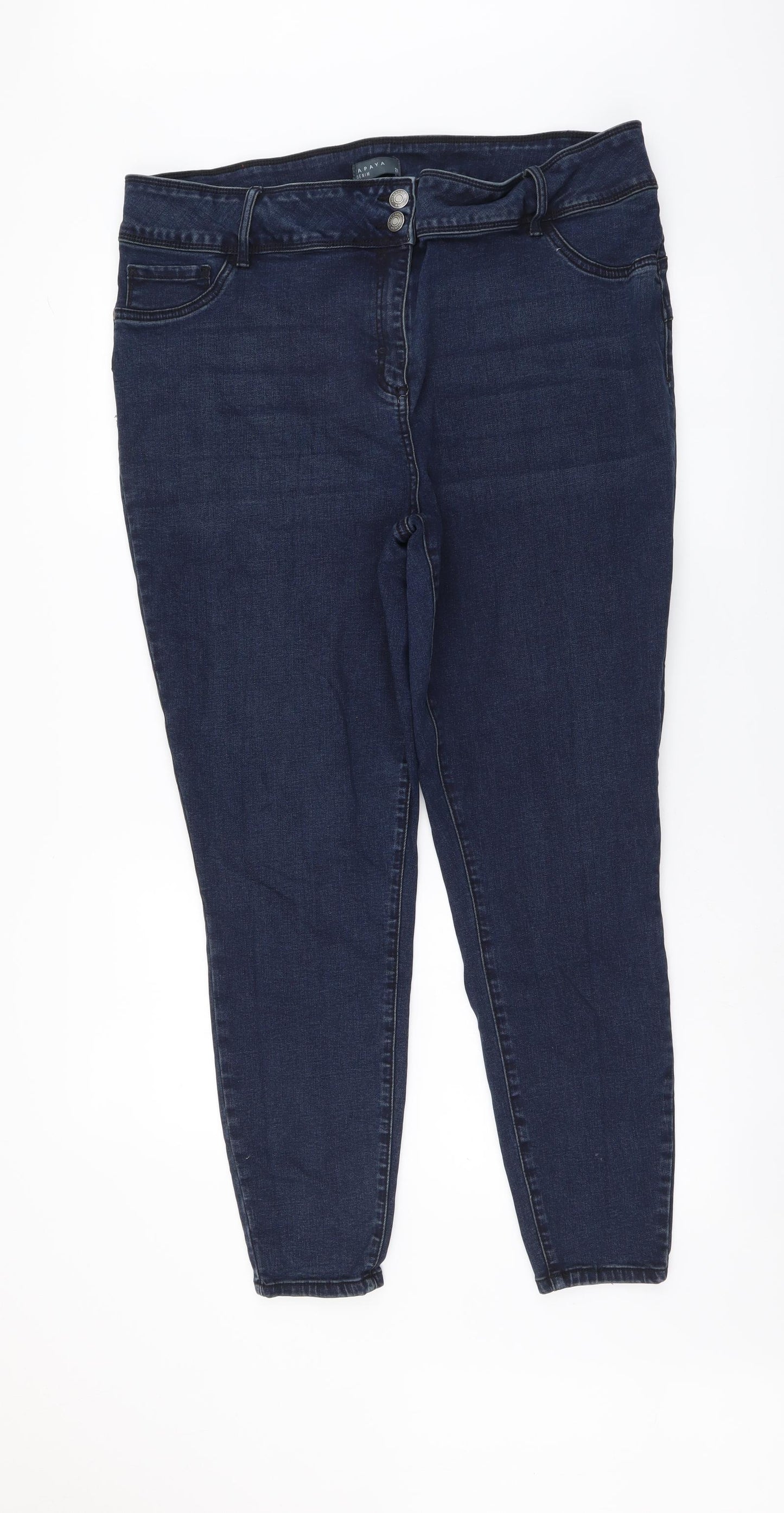 Papaya Womens Blue Cotton Skinny Jeans Size 20 L27 in Regular Button