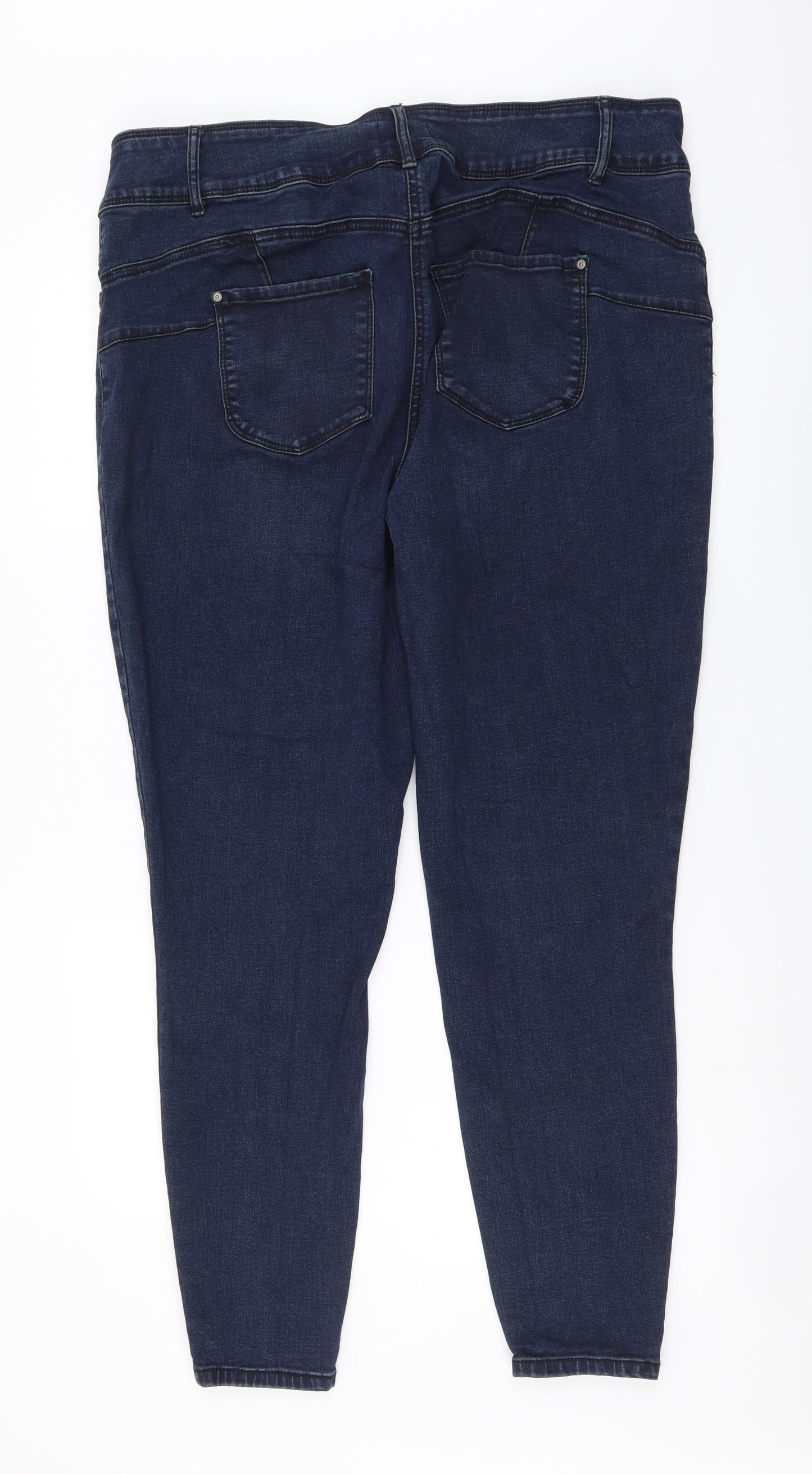 Papaya Womens Blue Cotton Skinny Jeans Size 20 L27 in Regular Button