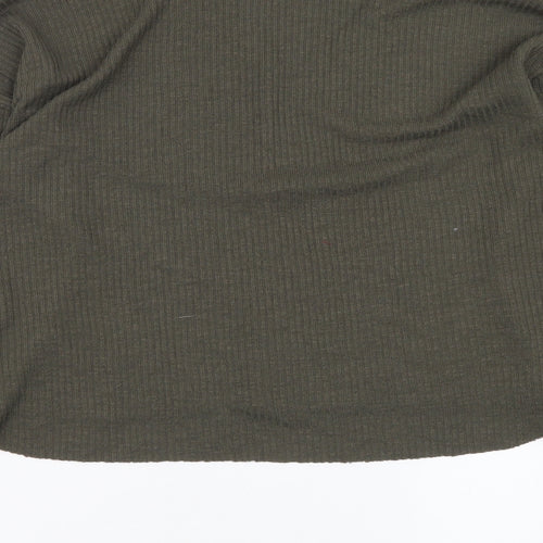 FOREVER 21 Womens Green V-Neck Acrylic Henley Jumper Size S