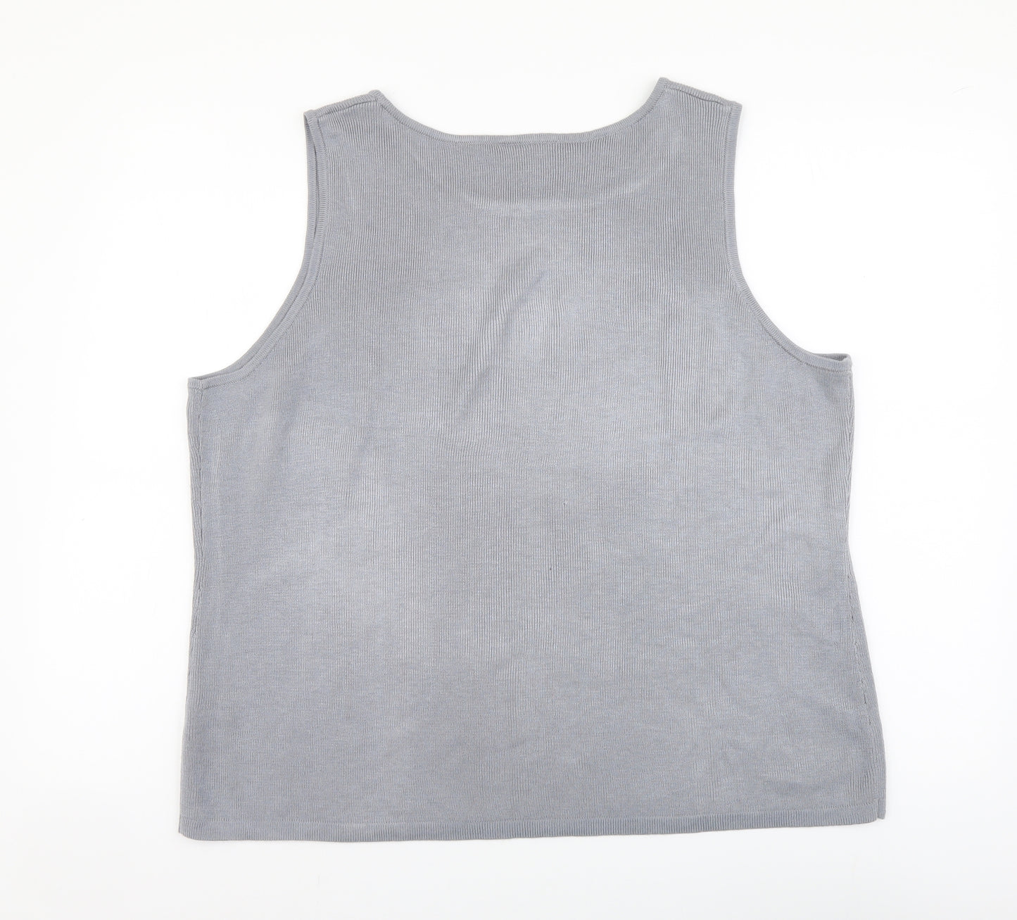 Kaleidoscope Womens Grey Acrylic Basic Tank Size 24 Round Neck