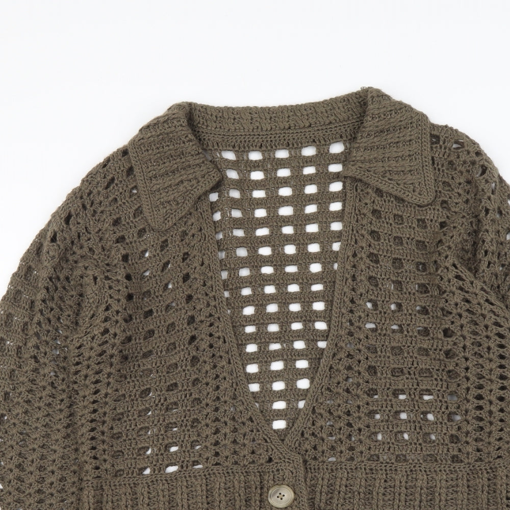 NEXT Womens Green V-Neck Acrylic Cardigan Jumper Size 16