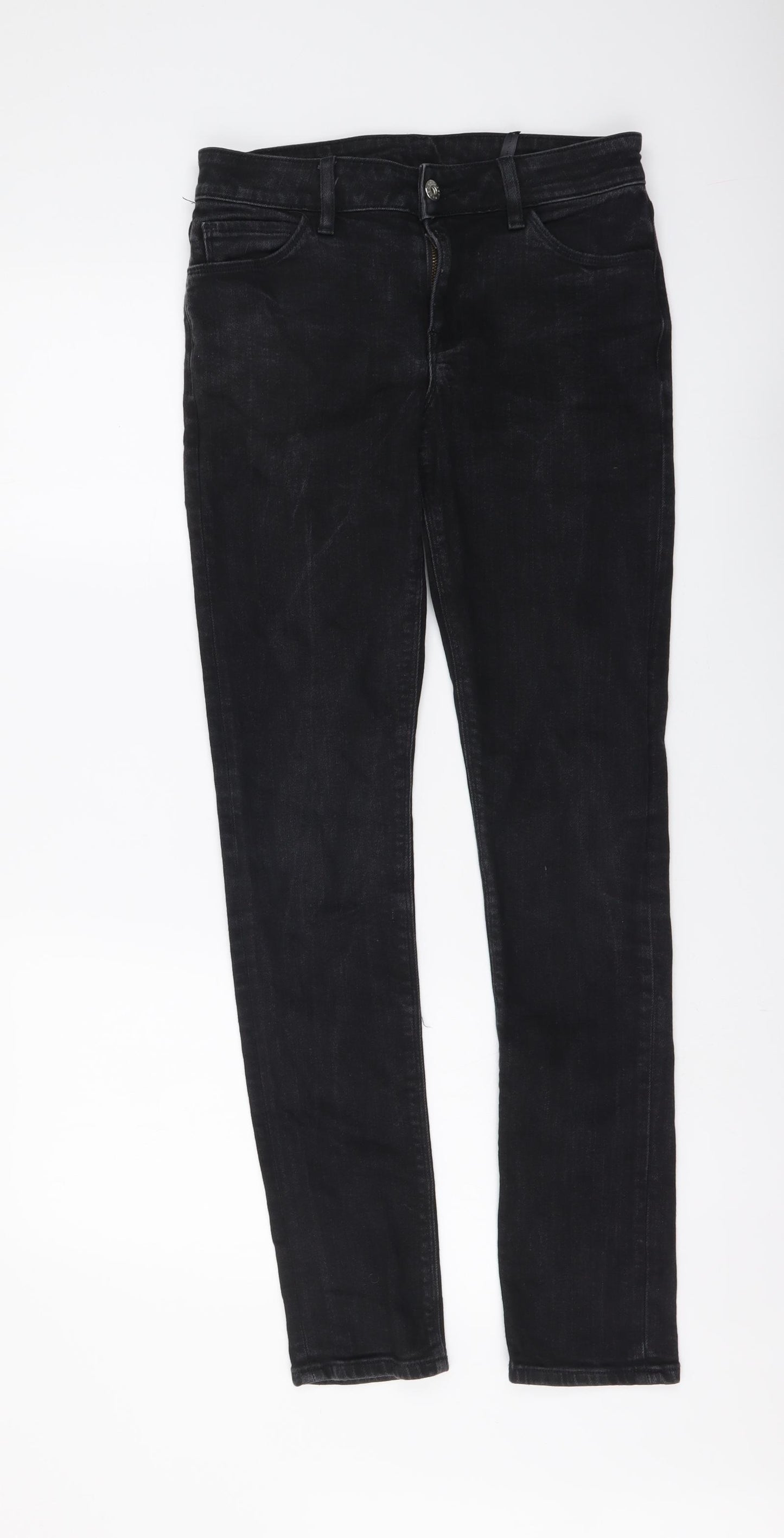 Preworn Womens Black Cotton Skinny Jeans Size 28 in L30 in Regular Button