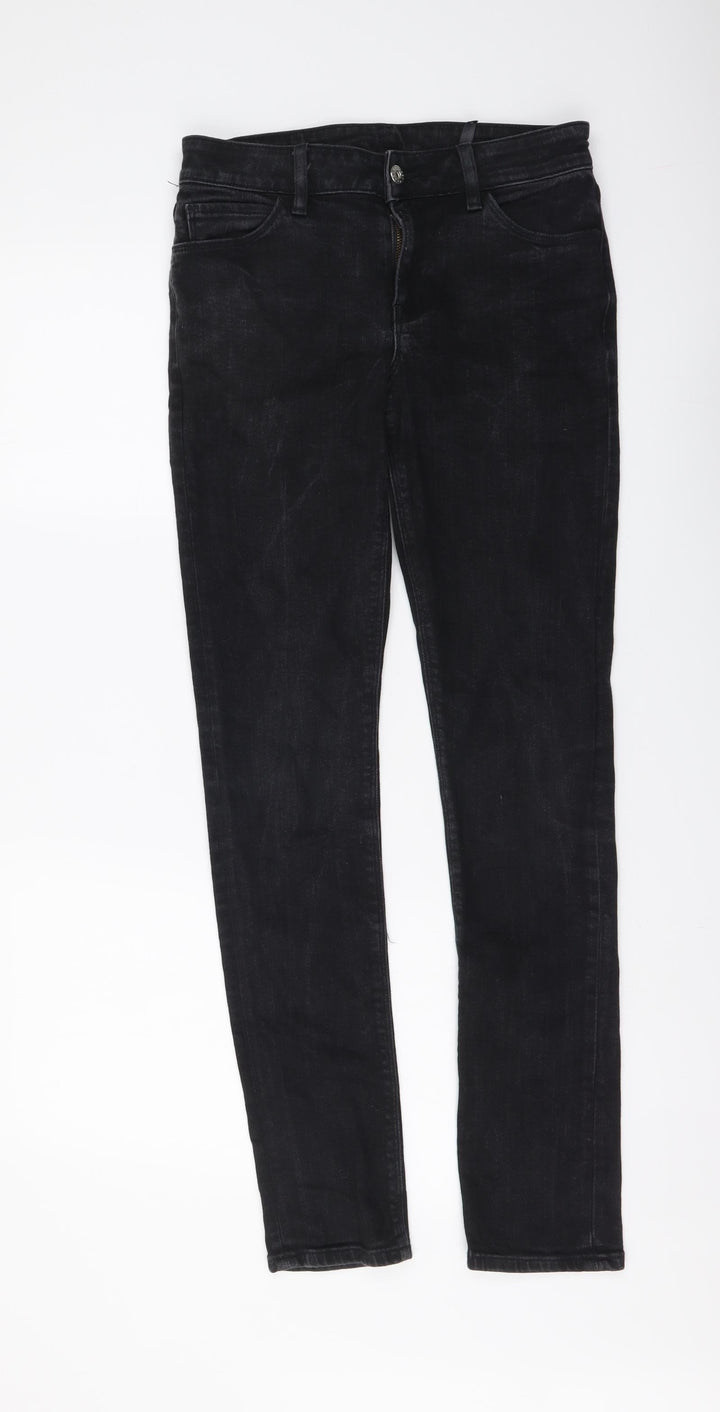 Preworn Womens Black Cotton Skinny Jeans Size 28 in L30 in Regular Button