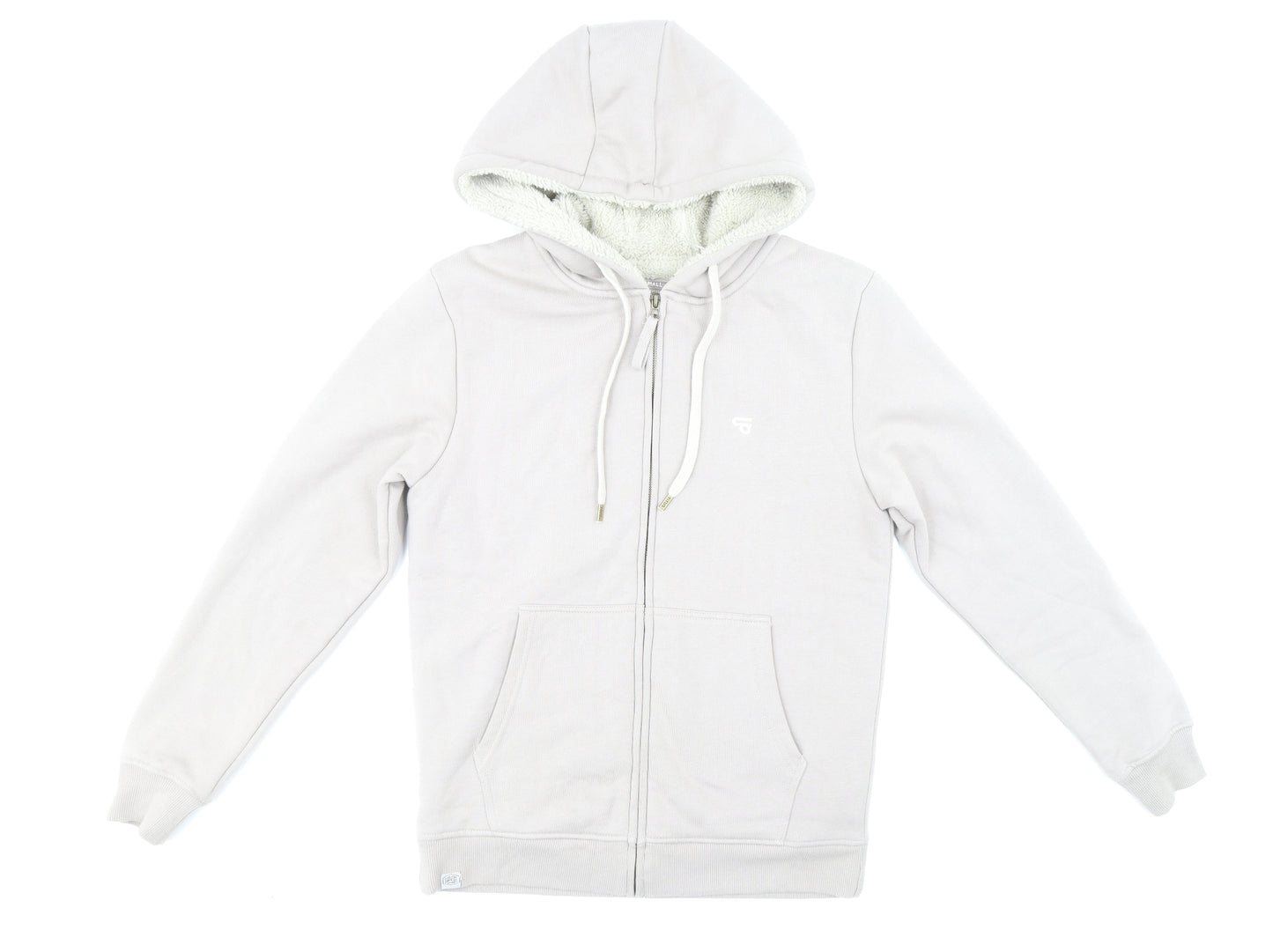 Titus Mens Beige Polyester Full Zip Hoodie Size S - Fleece Lined, Drawstring