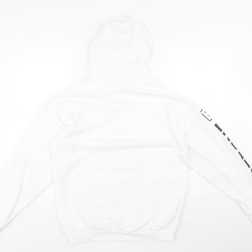 Jetty Mens White Cotton Pullover Hoodie Size S - Endless Sleeve Print, Drawstring