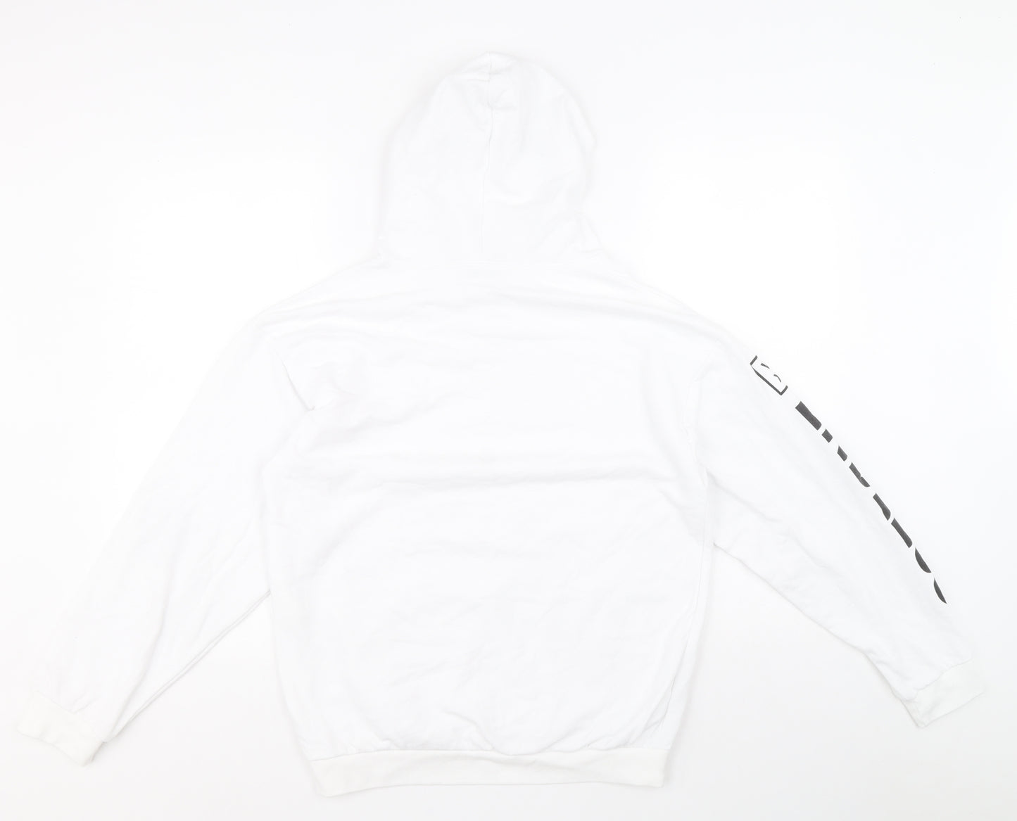 Jetty Mens White Cotton Pullover Hoodie Size S - Endless Sleeve Print, Drawstring