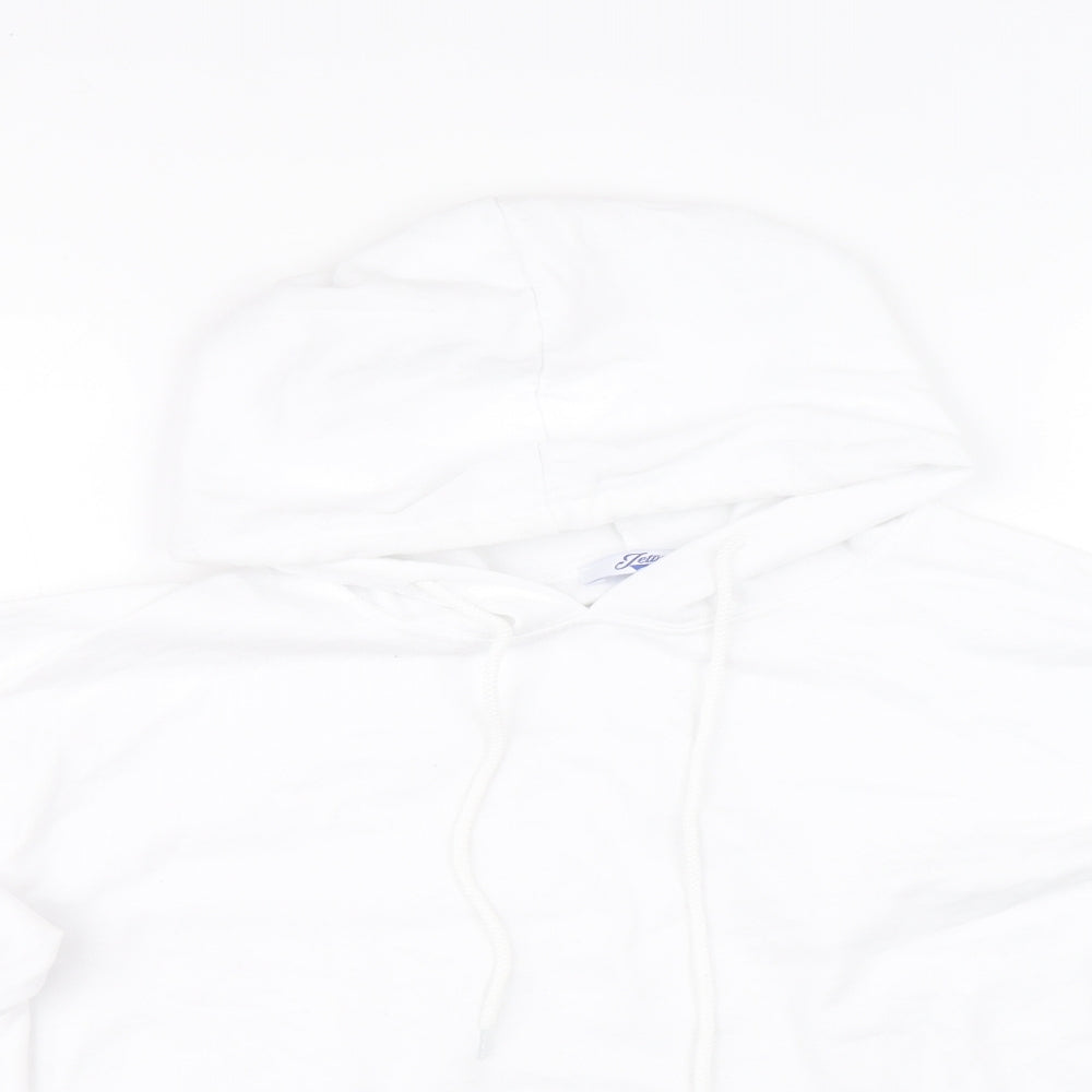 Jetty Mens White Cotton Pullover Hoodie Size S - Endless Sleeve Print, Drawstring
