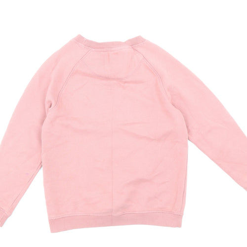 Fat Face Girls Pink Cotton Pullover Sweatshirt Size 10-11 Years Pullover - Textured Mountain Rainbow