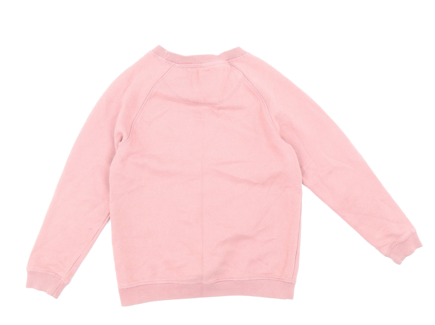 Fat Face Girls Pink Cotton Pullover Sweatshirt Size 10-11 Years Pullover - Textured Mountain Rainbow