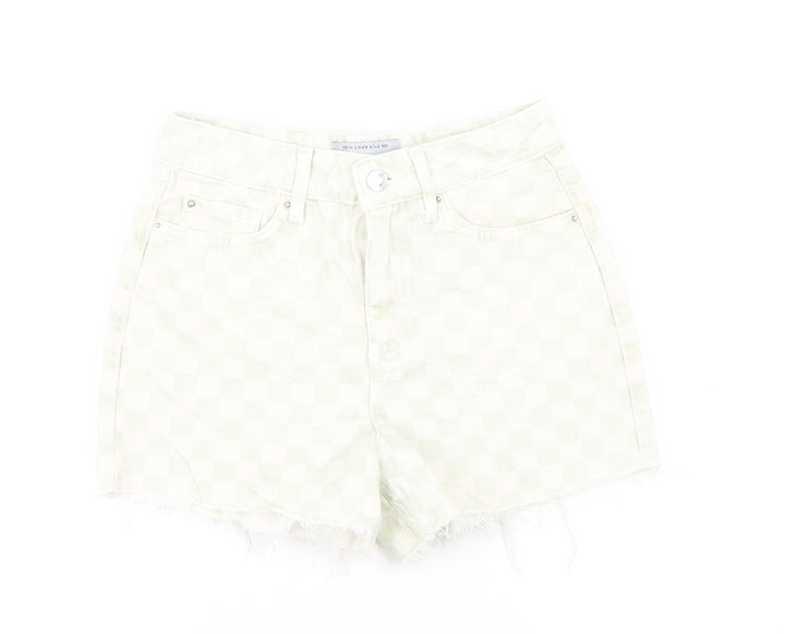 New Look Girls Multicoloured Check Polyester Mom Shorts Size 11 Years L3 in Regular Zip - Raw Hem