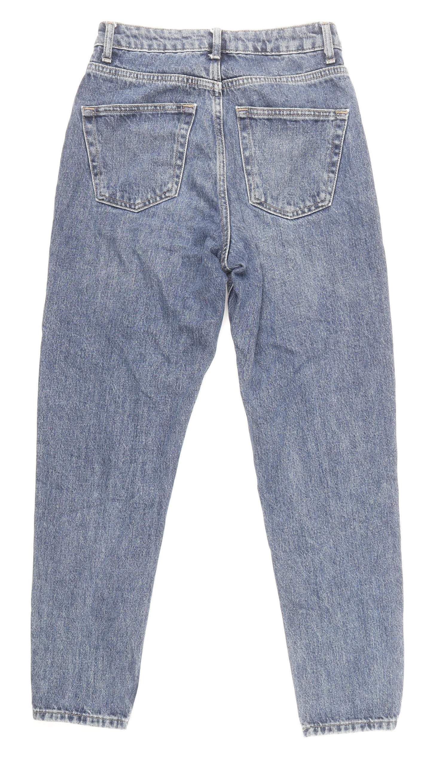 Topshop Womens Blue Cotton Mom Jeans Size 26 in L32 in Regular Zip - Belt Loops
