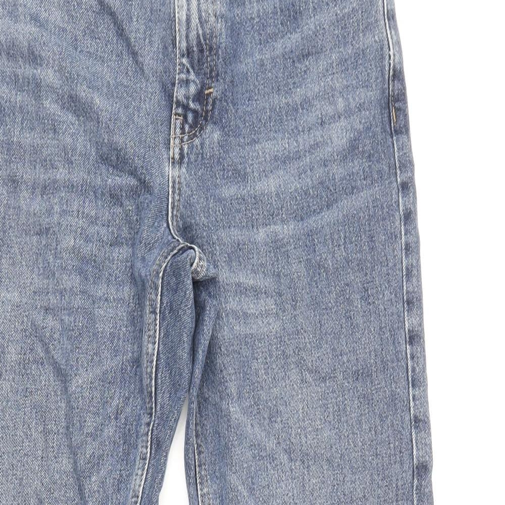Topshop Womens Blue Cotton Mom Jeans Size 26 in L32 in Regular Zip - Belt Loops