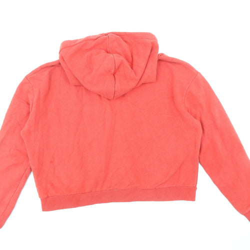 Superdry Womens Red Cotton Pullover Hoodie Size L Pullover - Cropped, Sleeve Print