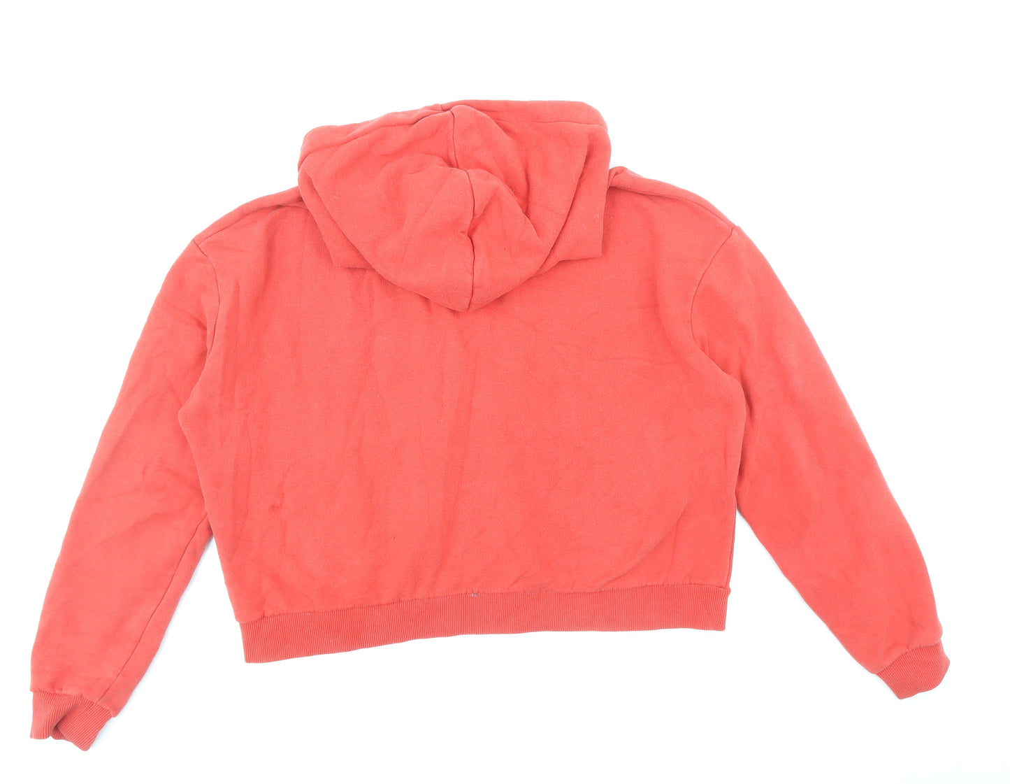 Superdry Womens Red Cotton Pullover Hoodie Size L Pullover - Cropped, Sleeve Print