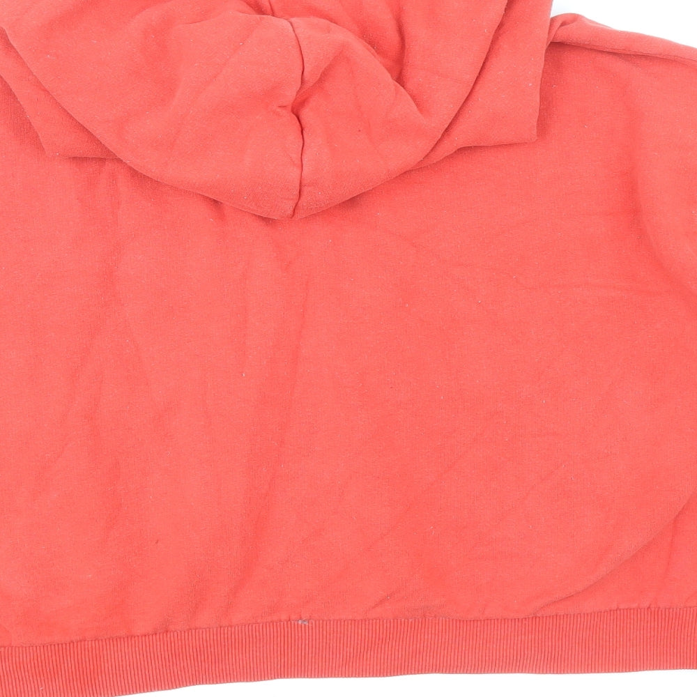 Superdry Womens Red Cotton Pullover Hoodie Size L Pullover - Cropped, Sleeve Print