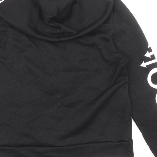 Preworn Womens Black Polyester Full Zip Hoodie Size L Zip - Witchcraft/Moon Print