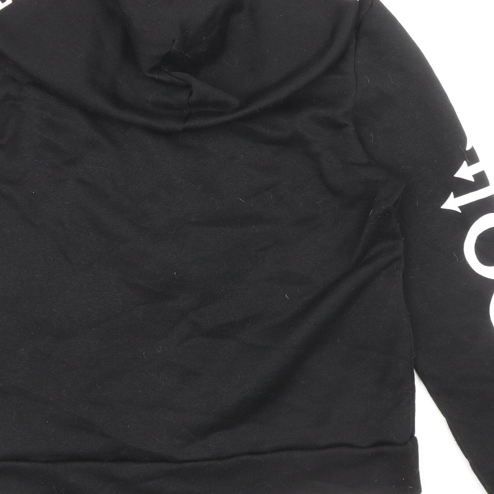 Preworn Womens Black Polyester Full Zip Hoodie Size L Zip - Witchcraft/Moon Print