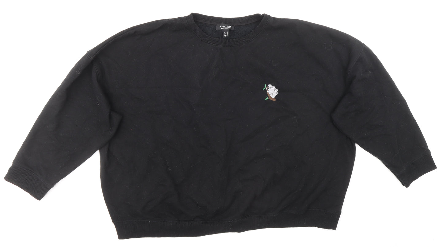 New Look Maternity Womens Black Cotton Pullover Sweatshirt Size 20 Pullover - Koala