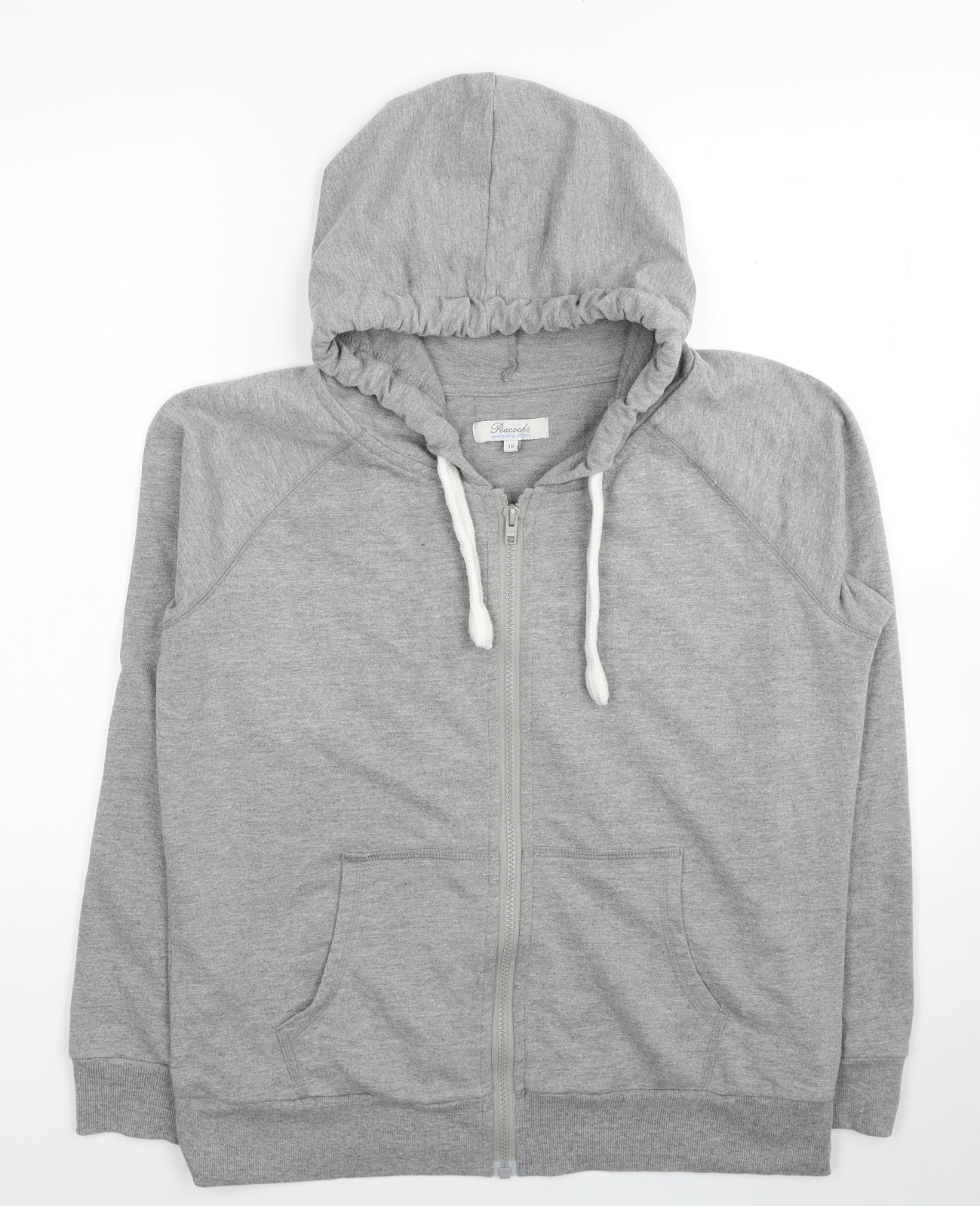 Peacocks Womens Grey Polyester Full Zip Hoodie Size 18 Zip