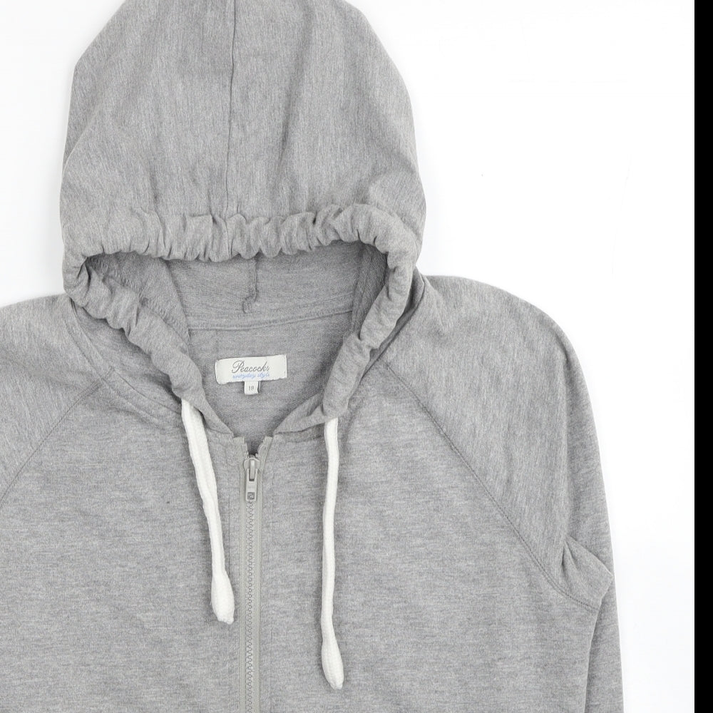 Peacocks Womens Grey Polyester Full Zip Hoodie Size 18 Zip